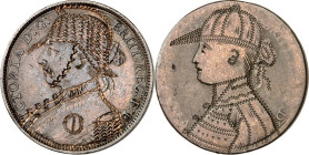 EUROPA. 
GROSSBRITANNIEN. 
Lots. Spottmünzen, Cu-Pennies (5) auf Queen Victoria (4), mit gravierter Kopfbedeckung (Strohhut, Jockeymütze); Edward VI...