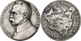 EUROPA. 
POLEN. 
Zweite Polnische Republik 1918-1939. Medaillen 1930 (v. J. Aumiller) auf Marschall Pilsudski u. d. 10jährige Jubiläum d. polnisch-r...