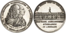 STÄDTE. 
DEUTSCHE STÄDTE. 
ANSBACH. Medaille 1837 (v. L.Held, b.G.Loos) a.d.100 Jahrfeier des Karl Alexanders Gymnasium. Brustb. der Markgrafen Karl...