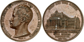 STÄDTE. 
DEUTSCHE STÄDTE. 
BERLIN. Medaille 1821 (v. F. A. König, b. Loos) a. d. Wiederaufbau des Schauspielhauses. Kopf d. Königs n.l. / RIEF AUS D...
