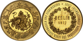 STÄDTE. 
DEUTSCHE STÄDTE. 
BERLIN. Medaille 1877 (v. C. Kraus, Wien) a.d. Erste Internationale Ausstellung für Leder, Lederwaren u. Eichencultur. Lö...