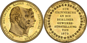 STÄDTE. 
DEUTSCHE STÄDTE. 
BERLIN. Medaille 1879 (v. E. Weigand) a. d. Gewerbe-Ausstellung u. zur Erinnerung a.d. Besuch d. Deutschen Kaiserpaares. ...