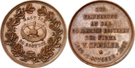 STÄDTE. 
DEUTSCHE STÄDTE. 
BERLIN. Medaille 1882 (o. Sign.) a.d. 50jährige Firmenjubiläum v. William Spindler 1832-1882. Firmenemblem d. Großwäscher...
