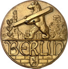 STÄDTE. 
DEUTSCHE STÄDTE. 
BERLIN. Eins. Medaille o.J. (nach 1945) (o. Sign.) a.d. Wiederaufbau von Berlin (-Ost). Berliner Bär mit Balken vor Trümm...