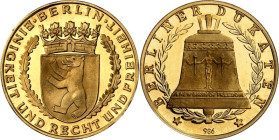 STÄDTE. 
DEUTSCHE STÄDTE. 
BERLIN. Goldmedaille "Berliner Dukaten" o.J. Gekr. Stadtwappen / Freiheitsglocke. Au-20mm, 3,5g (986). . 

GOLD St