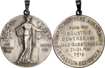 STÄDTE. 
DEUTSCHE STÄDTE. 
BIRNBAUM (Prov. Posen). Prämienmedaille 1914 (o. Sign.) d. landwirtschaftl. Ausstellung verb. mit d. Industrie-, Gewerbe-...
