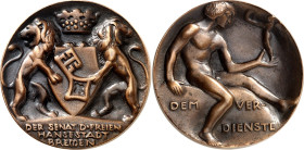 STÄDTE. 
DEUTSCHE STÄDTE. 
BREMEN. Verdienstmedaille o.J. (grav. "1963") d. Senats (v. H. Hahn) gestiftet 1903; grosses Stadtwappen mit 2 Löwen / Na...
