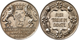 STÄDTE. 
DEUTSCHE STÄDTE. 
BREMEN. Medaille o.J. (Entw. Kleinhempel) des Senats "FUER TREUE IM DIENSTE" von 2 Löwen gehaltenes Stadtwappen über 3 Z....