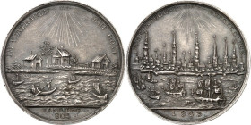 STÄDTE. 
DEUTSCHE STÄDTE. 
HAMBURG. Medaille 1803 (o. Sign., v. Abramson) auf das 1000jährige Bestehen der Stadt. Ansicht der Siedlung um 803 / Stad...