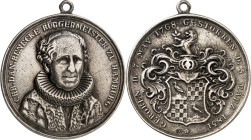 STÄDTE. 
DEUTSCHE STÄDTE. 
HAMBURG. Medaille 1851 (v. Lorenz) auf den Tod des Bürgermeisters Ch.D. Benecke. Brb. von vorn / Behelmtes Wappen. Silber...