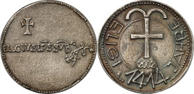 MÜNZ- u. GELDWESEN. 
MÜNZBEAMTE u. MEDAILLEURE. 
ELIGIUS Heiliger, *588 +659. Medaille 1997 (für 2002) (v. O.P. Vorfeld, Kevelaer) 1414 Jahre Eligi....
