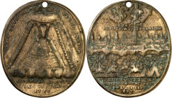 RELIGION UND ETHIK. 
WALLFAHRT. 
MARIAZELL. Medaille 1757 (Paul Seel) Hochov. Wallfahrtsmed. zur Erinnerung an den Entsatz von Wien 1683. PATRONA - ...