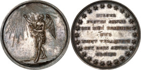 RELIGION UND ETHIK. 
MISCELLAN. 
WÜNSCHE / GLÜCKWÜNSCHE. Medaille o.J. (um 1800) (v. Loos) Geburtstagsgeschenk, Schreitender Schutzengel mit Rosenkr...