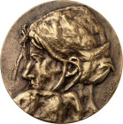 BILDHAUER und MEDAILLEURE des XIX. bis XXI. Jh.. 
BELGIEN. 
SCHELTENS, Paul. Medaille 2005 (b. Mauquoy) "Nathalie" Kopf einer Frau von hinten / Logo...