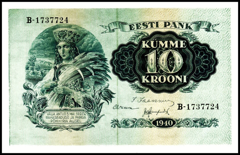 ESTLAND. 
Bank of Estland. 
10 Krooni 1940. Pick 68. . 

I-