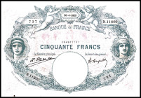 FRANKREICH. 
III. Republik -. 
50 Francs 20.4.1925. Pick&nbsp; 64g. . 

Nadelstiche III