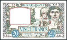 FRANKREICH. 
III. Republik -. 
20 Francs 7.12.1939. Pick&nbsp; 92a. . 

III