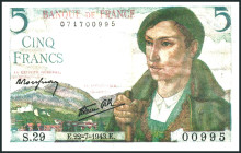 FRANKREICH. 
II. Weltkrieg. 
5 Francs 22.7.1943. Pi. 98a. . 

III
