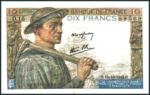 FRANKREICH. 
II. Weltkrieg. 
10 Francs 15.10.1942. Pi. 99d. . 

III
