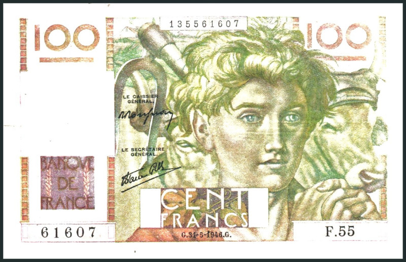 FRANKREICH. 
IV. Republik- 1947-1958. 
100 Francs 31.5.1946. Pick 128a. . 

...