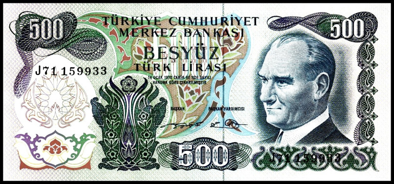 TÜRKEI. 
500 Lira 14.1.1970. Pick&nbsp; 190d. . 

I