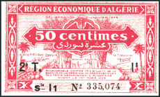 ALGERIEN. 
Region Economique D'Algerie 1944. 50 centimes 1944 Serie F1 und I1.( eintauschbar bis 1.3.1949). Pi. 97b,100. (2 Stück). 

I , I-