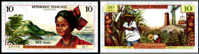 FRANZÖSISCHE ANTILLEN. 
10 Francs o.D. (1964) Signatur 2. Pick&nbsp; 8. . 

II-