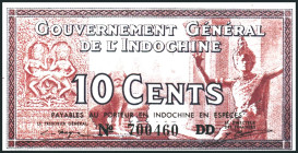 FRANZÖSISCH INDOCHINA. 
10 Cents o.D. Rot-braun. Pick&nbsp; 85b,d,e. (3 Stück). 

2x I,1x IV