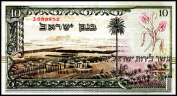 ISRAEL. 
1, 5,10 Lirot 1955/5715 Jerusalemroute durch Gebirge u. Lilie. Pi. 25a,26a,27. . 

III