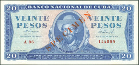 KUBA. 
20 Pesos 1961 SPECIMEN. Pi. 99s. . 

I