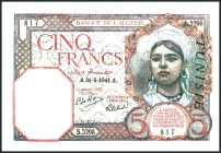 TUNESIEN. 
5 Francs 31.5.1941 1 Schein. Pi. 8b. . 

III+