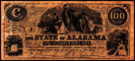 USA. 
Konföderierte Staaten. 
Alabama. 100 Dollar 1.01.1864 01.01.1864 Text: " Der Stadt Alabama zahlt einhundert Dollar an den Inhaber. Einlösbar i...