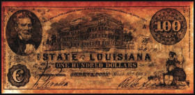 USA. 
Konföderierte Staaten. 
Louisiana. 100 Dollar 10.03.1863 Text: "Zwölf Monate nach einem endgültigen Friedensvertrag zwischen den Konföderierte...