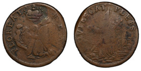 Undated (ca. 1652-1674) St. Patrick Farthing. Martin 1a.3-Ba.22, W-11500. Rarity-6+. Copper. Nothing Below King. Good Details--Filed Rims (PCGS).
78....
