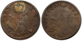 Undated (ca. 1652-1674) St. Patrick Farthing. Martin 1c.8-Ba.13, W-11500. Rarity-6+. Copper. Nothing Below King. VF-20 (PCGS).
86.4 grains. An excell...
