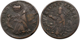 Undated (ca. 1652-1674) St. Patrick Farthing. Martin 1c.25-Ca.22, W-11500. Rarity-7+. Copper. Nothing Below King. VF Details--Environmental Damage (PC...