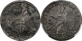 Undated (ca. 1652-1674) St. Patrick Farthing. Martin 9d.1-Ca.18, W-11500. Rarity-7. Copper. Two Annulets Below King. VF Details--Environmental Damage ...