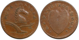 1786 New Jersey Copper. Maris 12-G, W-4790. Rarity-4. No Coulter, Shaggy Mane. VF-25 (PCGS).
147.3 grains. An impressive example of this No Coulter v...
