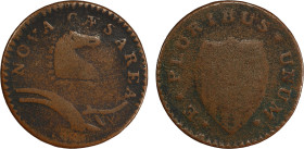 1786 New Jersey Copper. Maris 24-P, W-4965. Rarity-2. Narrow Shield, Curved Plow Beam. VG-8 (PCGS).
139.6 grains. Granular chocolate-brown with darke...
