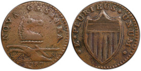 1787 New Jersey Copper. Maris 32-T, W-5100. Rarity-2. No Sprig Above Plow, Outlined Shield. VF-25 (PCGS).
A well detailed specimen with predominantly...