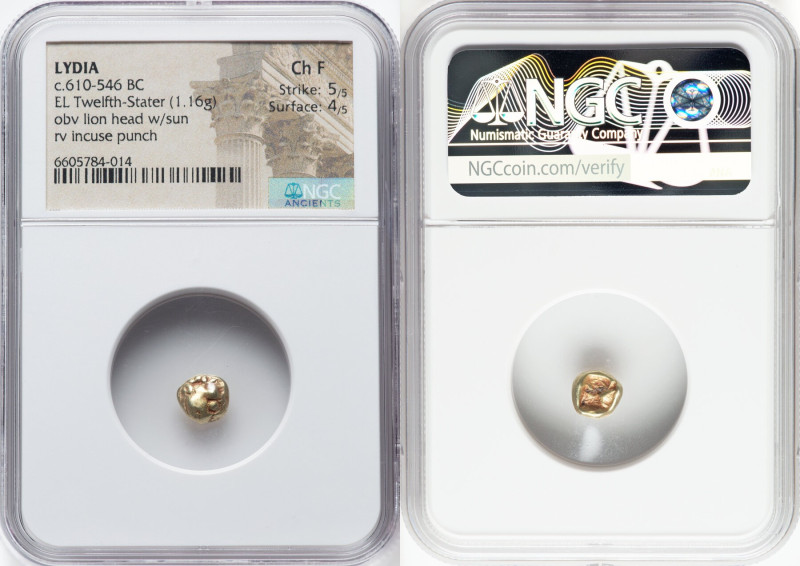 LYDIAN KINGDOM. Alyattes or Walwet (ca. 610-546 BC). EL 1/12 stater or hemihecte...