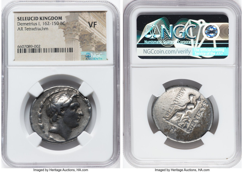 SELEUCID KINGDOM. Demetrius I Soter (162-150 BC). AR tetradrachm (31mm, 1h). NGC...