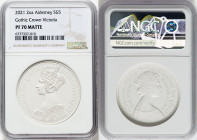 British Dependency. Elizabeth II silver Matte Proof "Gothic Crown - Victoria" 5 Pounds (2 oz) 2021 PR70 NGC, Commonwealth mint, KM-Unl. Mintage: 375. ...