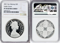 British Dependency. Elizabeth II silver Proof "Gothic Crown - Shield" 5 Pounds (2 oz) 2021 PR70 Ultra Cameo NGC, Commonwealth mint, KM-Unl. Mintage: 1...