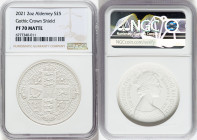 British Dependency. Elizabeth II silver Matte Proof "Gothic Crown - Shield" 5 Pounds (2 oz) 2021 PR70 NGC, Commonwealth mint, KM-Unl. Mintage: 375. HI...