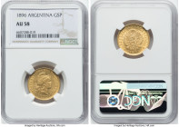 Republic gold Argentino (5 Pesos) 1896 AU58 NGC, KM31, Fr-14. Last year of type. HID09801242017 © 2022 Heritage Auctions | All Rights Reserved