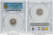 Edward VII "Narrow Date" 5 Cents 1907 MS63 PCGS, London mint, KM13. HID09801242017 © 2022 Heritage Auctions | All Rights Reserved