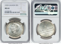 George VI Pair of Certified "Royal Visit" Dollars 1939 NGC, 1) Dollar - MS64 2) Dollar - MS62 Royal Canadian mint, KM38. HID09801242017 © 2022 Heritag...