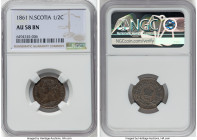 Pair of Certified Assorted Issues PCGS, 1) Nova Scotia. Victoria 1/2 Cent 1861 - AU58 Brown NGC, London mint, KM7 2) Province of Canada. Bank of Upper...