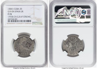 Spanish Colony. Isabel II 5-Piece Lot of Certified Counterstamped 2 Reales NGC, 1) Stuck on Spain 1793 S-CN 2 Reales - F15 2) Struck on Spain 1826 S-J...